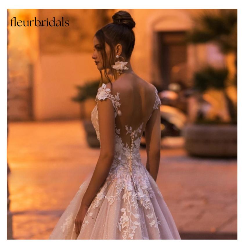 Sexy Backless Cap Sleeve Lace Princess Wedding Dress Appliques Beaded Flowers Court Train Vintage A Line Bridal Gowns - Fleur Bridals