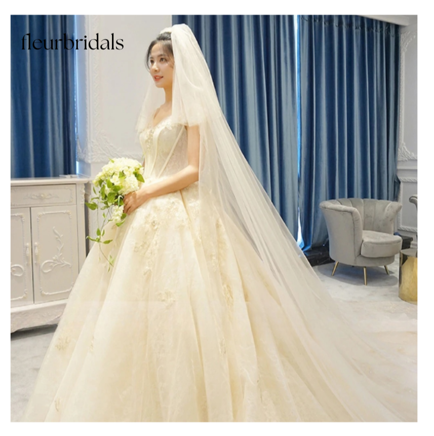 Sexy V Neck Ball Gown Lace Wedding Dresses Appliques Beaded Vintage Bride dress - Fleur Bridals