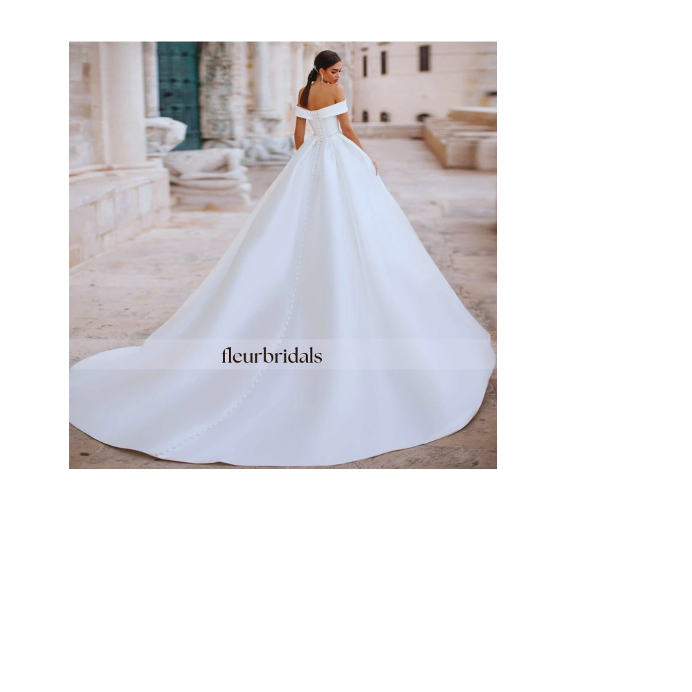 Customized Sexy Backless Boat Neck Matte Satin Princess Wedding Dress Luxury Sashes Beaded Button Court Train A Line Bride Gown - Fleur Bridals