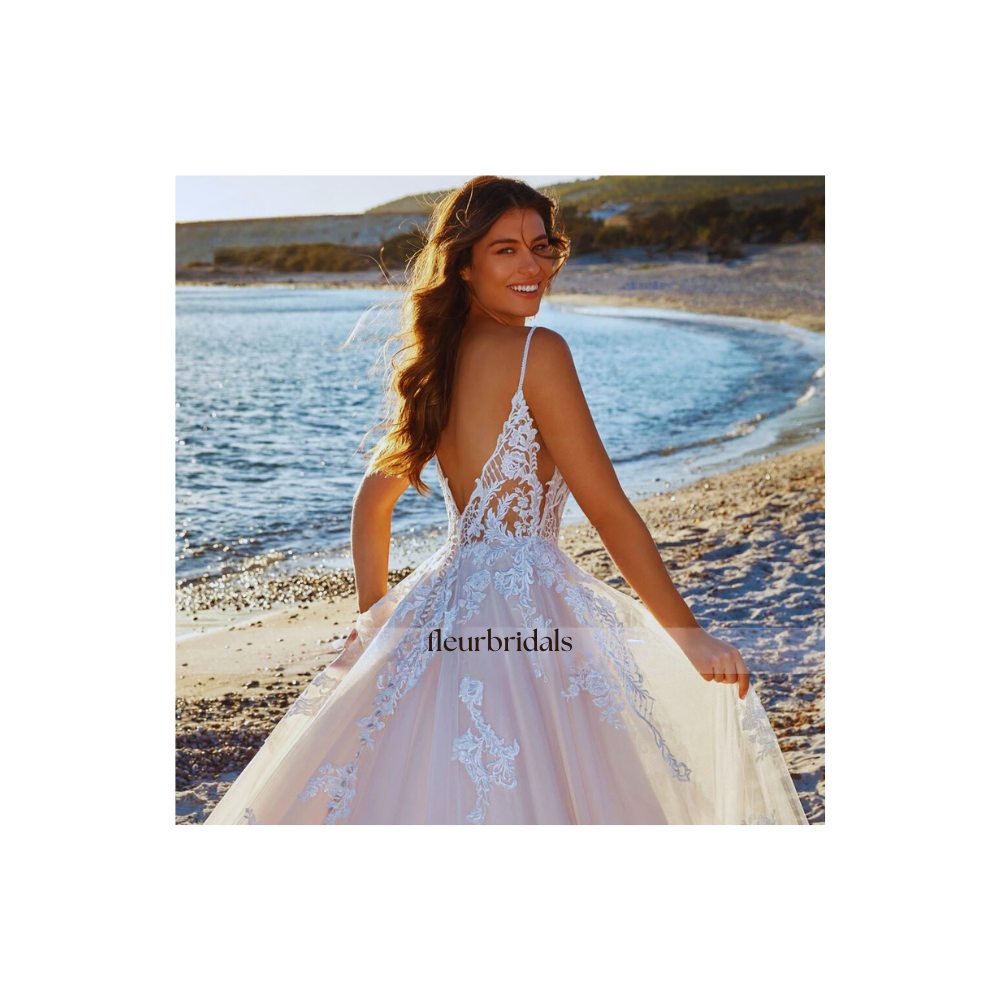 Customized A-Line Romantic Vintage Wedding Dresses Sweetheart Spaghetti Straps Vestido De Novia Appliques Delicate Bride Dress - Fleur Bridals
