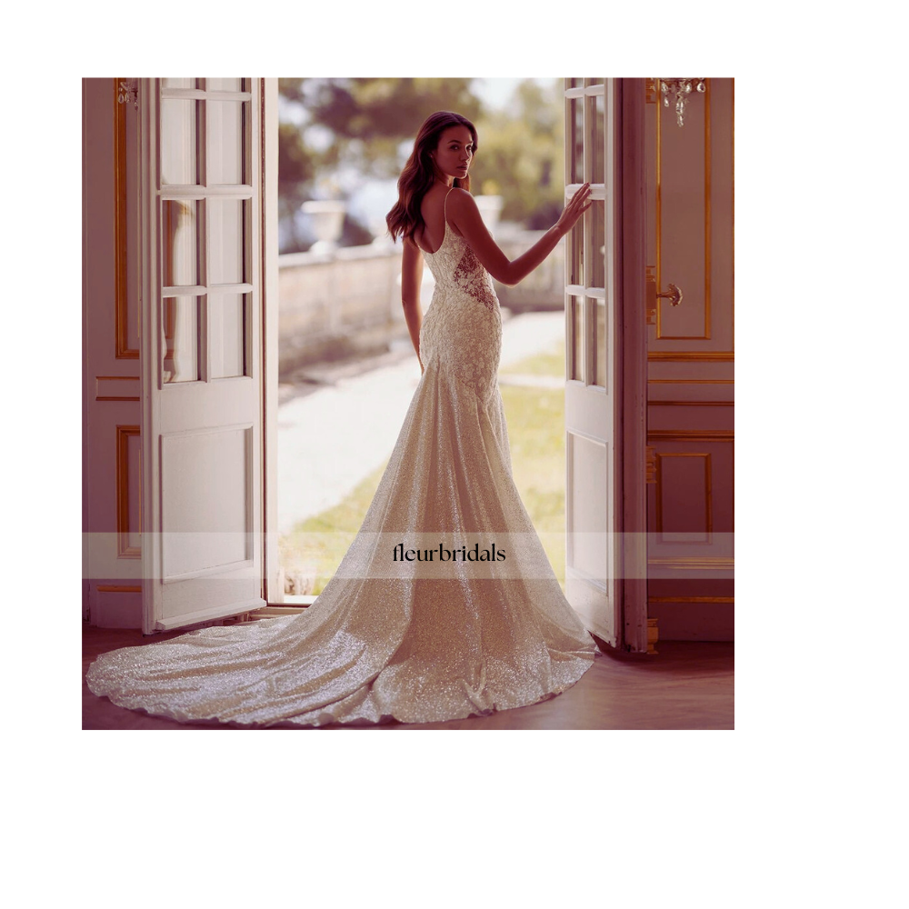 Customized Mermaid Sexy Wedding Dresses Sweetheart Spaghetti Straps Lace Appliques Backless Robe De Mariee - Fleur Bridals