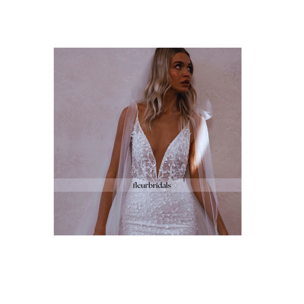 Customized Sexy Backless V Neck Spaghetti Straps Lace Mermaid Wedding Dresses Beaded Court Train Trumpet Vintage Bridal Gown - Fleur Bridals