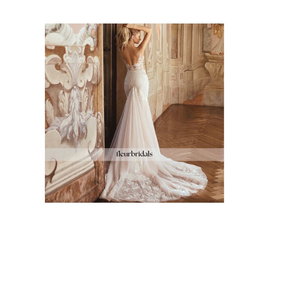 Customized Sexy Sweetheart Backless Mermaid Wedding Dresses Luxury Spaghetti Straps Appliques Court Train Trumpet Bridal Gown - Fleur Bridals