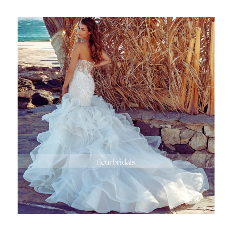 Mermaid Vintage Elegant Wedding Dresses Strapless Sexy Beaded Appliques Bride Dress