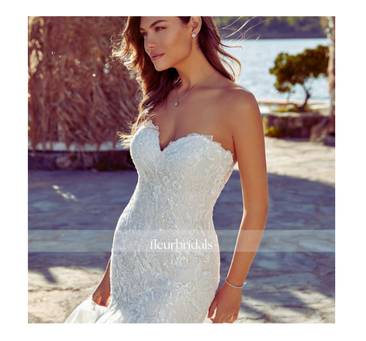 Mermaid Vintage Elegant Wedding Dresses Strapless Sexy Beaded Appliques Bride Dress
