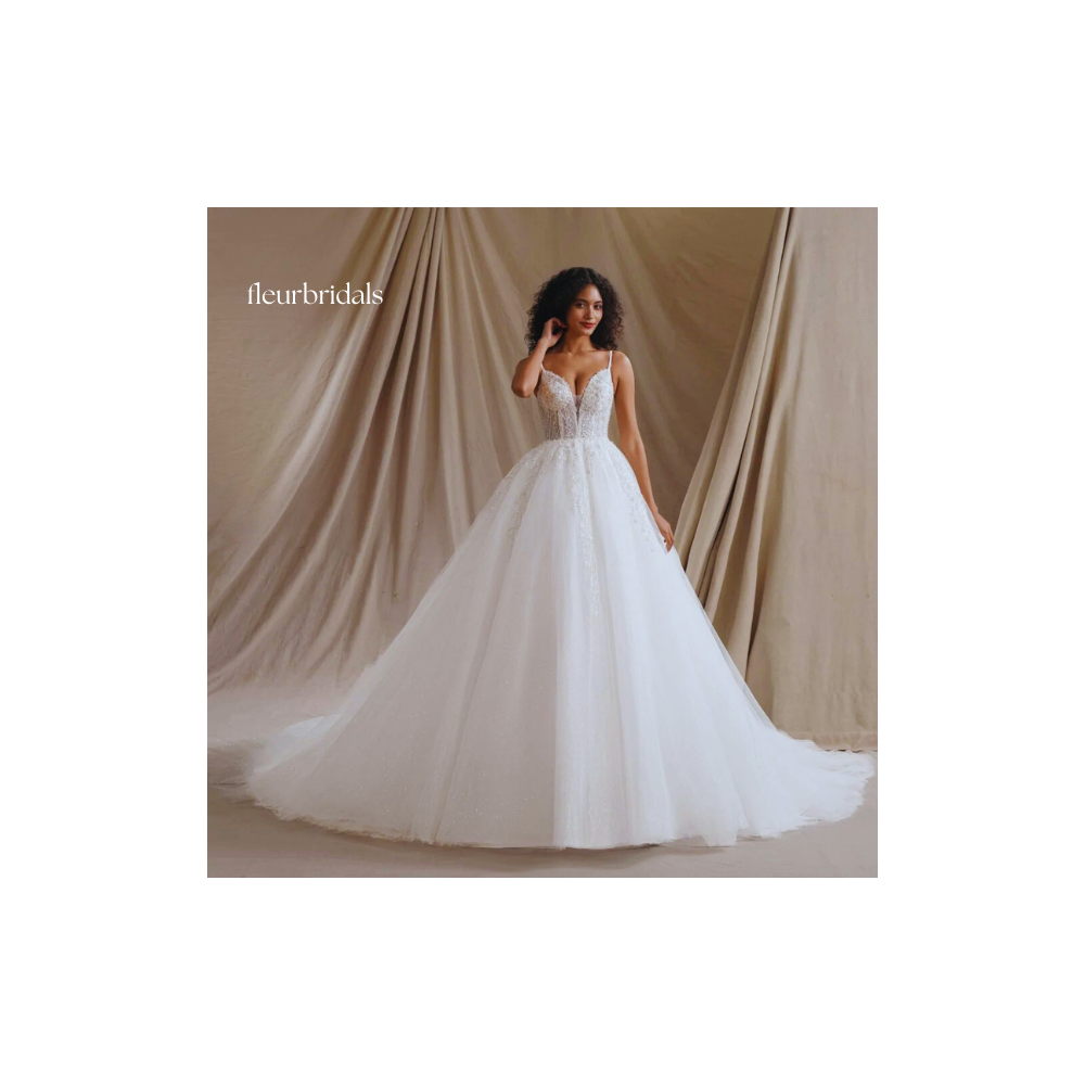 Customized Sexy Spaghetti Straps Deep V Neck Glitter Wedding Dresses Summer For Women Beading Bride Bridal Gown