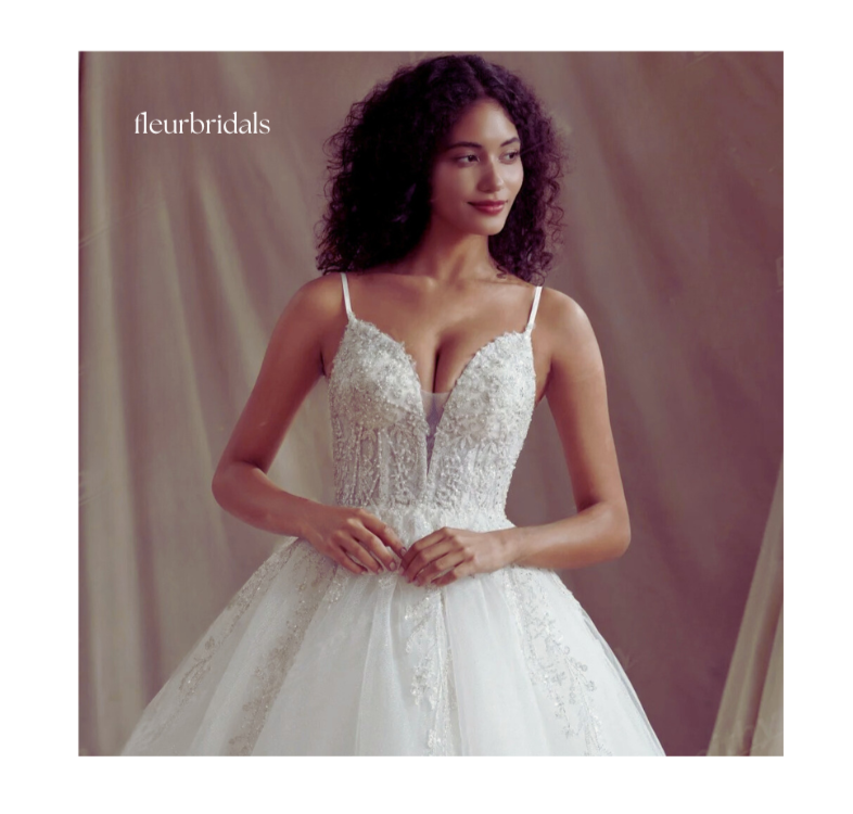Customized Sexy Spaghetti Straps Deep V Neck Glitter Wedding Dresses Summer For Women Beading Bride Bridal Gown