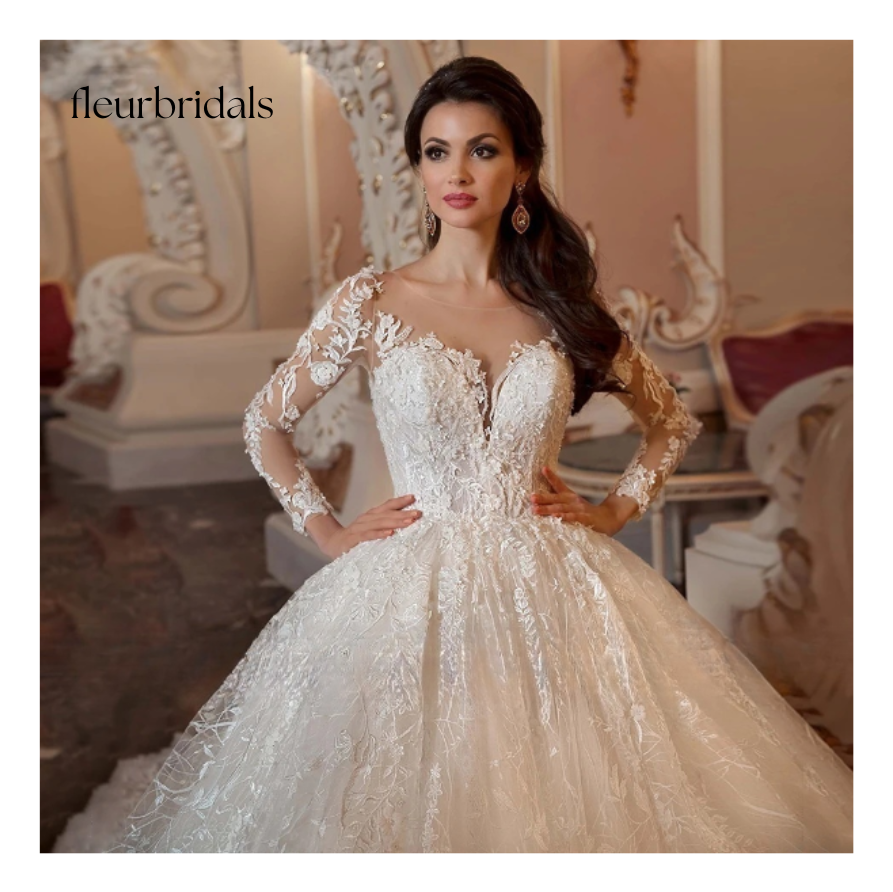 Luxury Wedding Dresses For Women Long Sleeve Beading Appliques Vintage Princess Wedding Gown