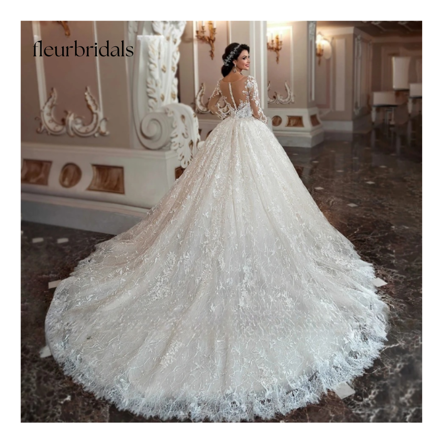 Luxury Wedding Dresses For Women Long Sleeve Beading Appliques Vintage Princess Wedding Gown