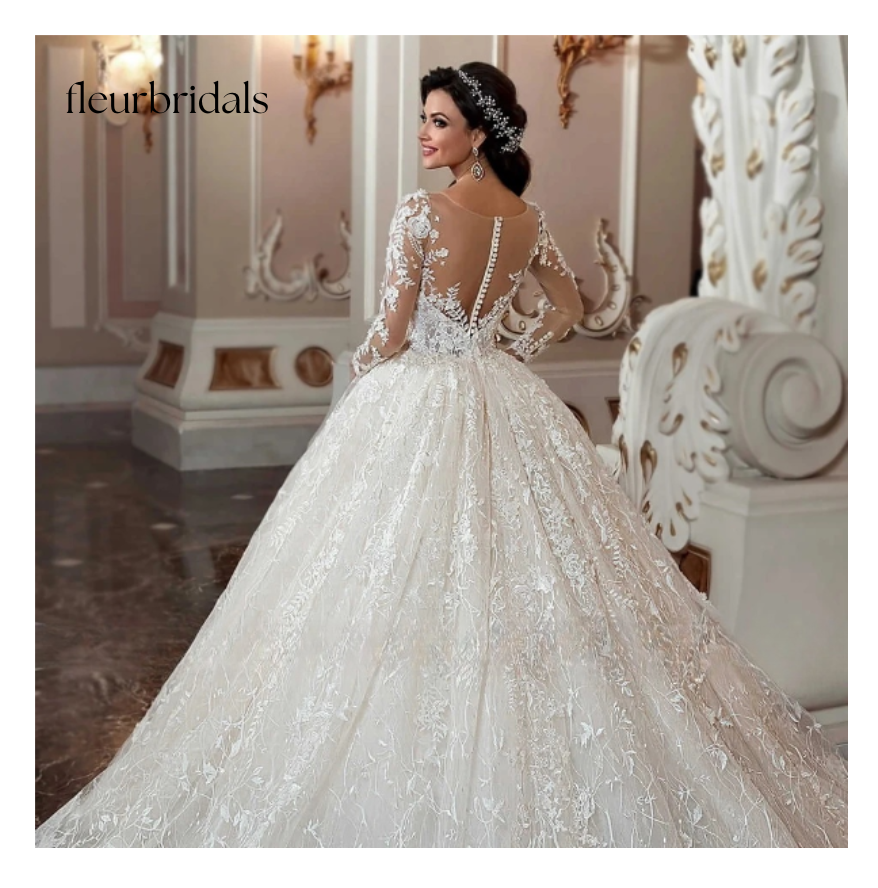 Luxury Wedding Dresses For Women Long Sleeve Beading Appliques Vintage Princess Wedding Gown