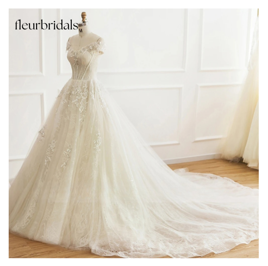 Sexy V Neck Ball Gown Lace Wedding Dresses Appliques Beaded Vintage Bride dress