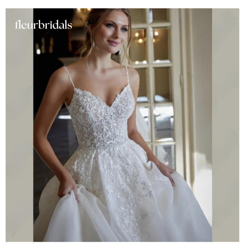 Princess Wedding Dress For Women Sexy V-Neck Backless Spaghetti Strap A-line Bridal Gown Lace Applique