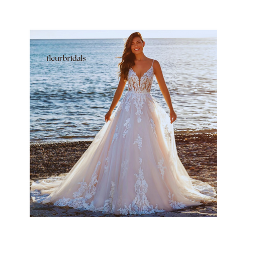 Customized A-Line Romantic Vintage Wedding Dresses Sweetheart Spaghetti Straps Vestido De Novia Appliques Delicate Bride Dress - Fleur Bridals 