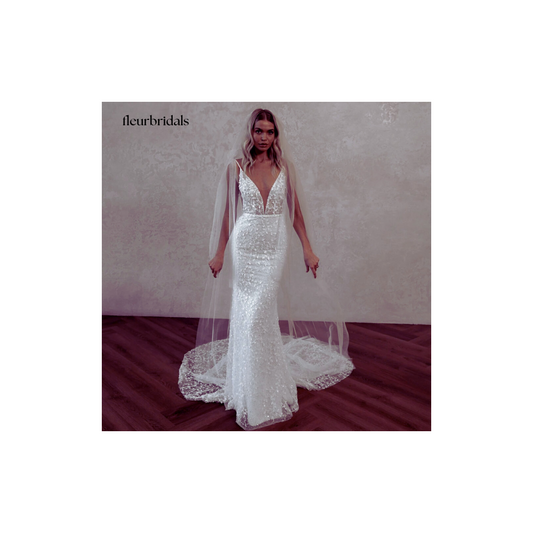 Customized Sexy Backless V Neck Spaghetti Straps Lace Mermaid Wedding Dresses Beaded Court Train Trumpet Vintage Bridal Gown - Fleur Bridals 