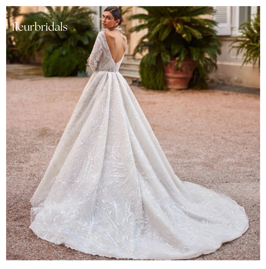 Exquisite Backless Long Sleeve Lace Wedding Dresses Luxury Scoop Neck Appliques Beaded Court Train Vintage Bridal Gown