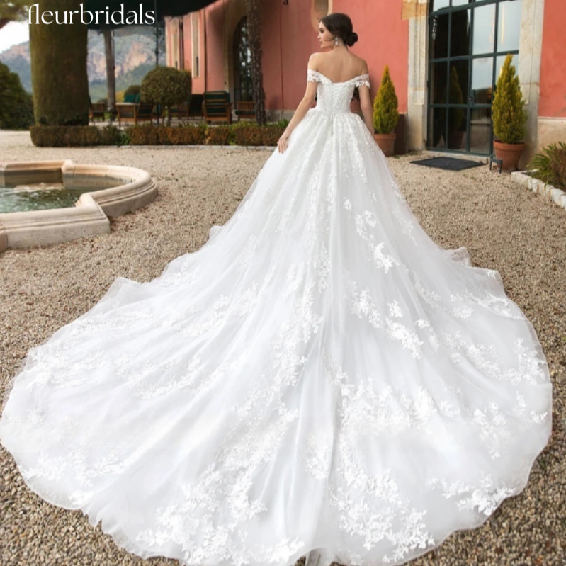 Luxury Wedding Dresses For Women 2024 Beaded Sweetheart Lace Up Appliques Cathedral Wedding Gown Vestidos De Novia