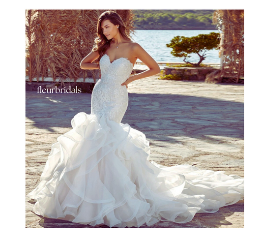 Mermaid Vintage Elegant Wedding Dresses Strapless Sexy Beaded Appliques  Bride Dress